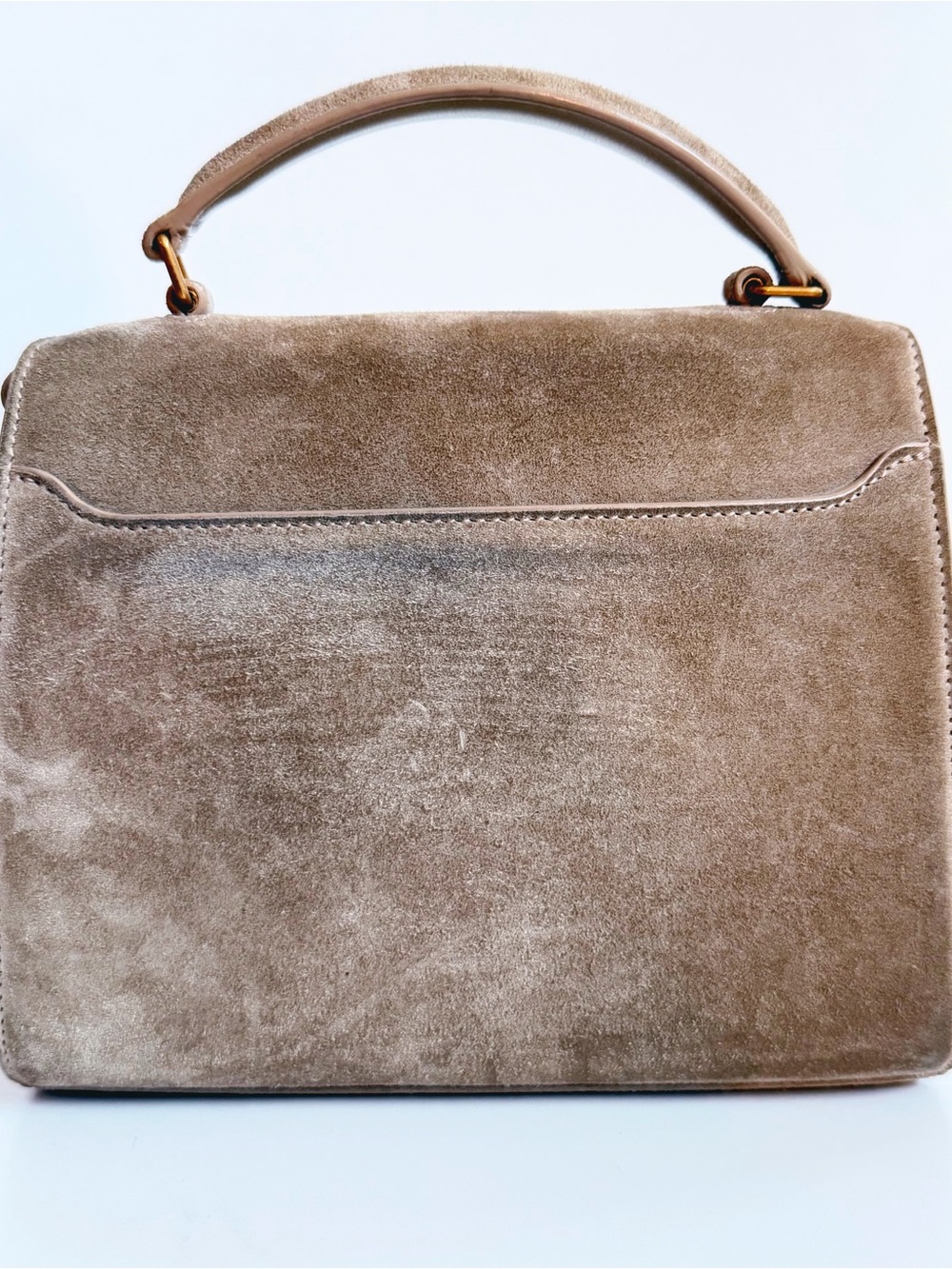 Yves Saint Laurent Cassandra Mini Top Handle Bag Beige Suede - Picture 5 of 11